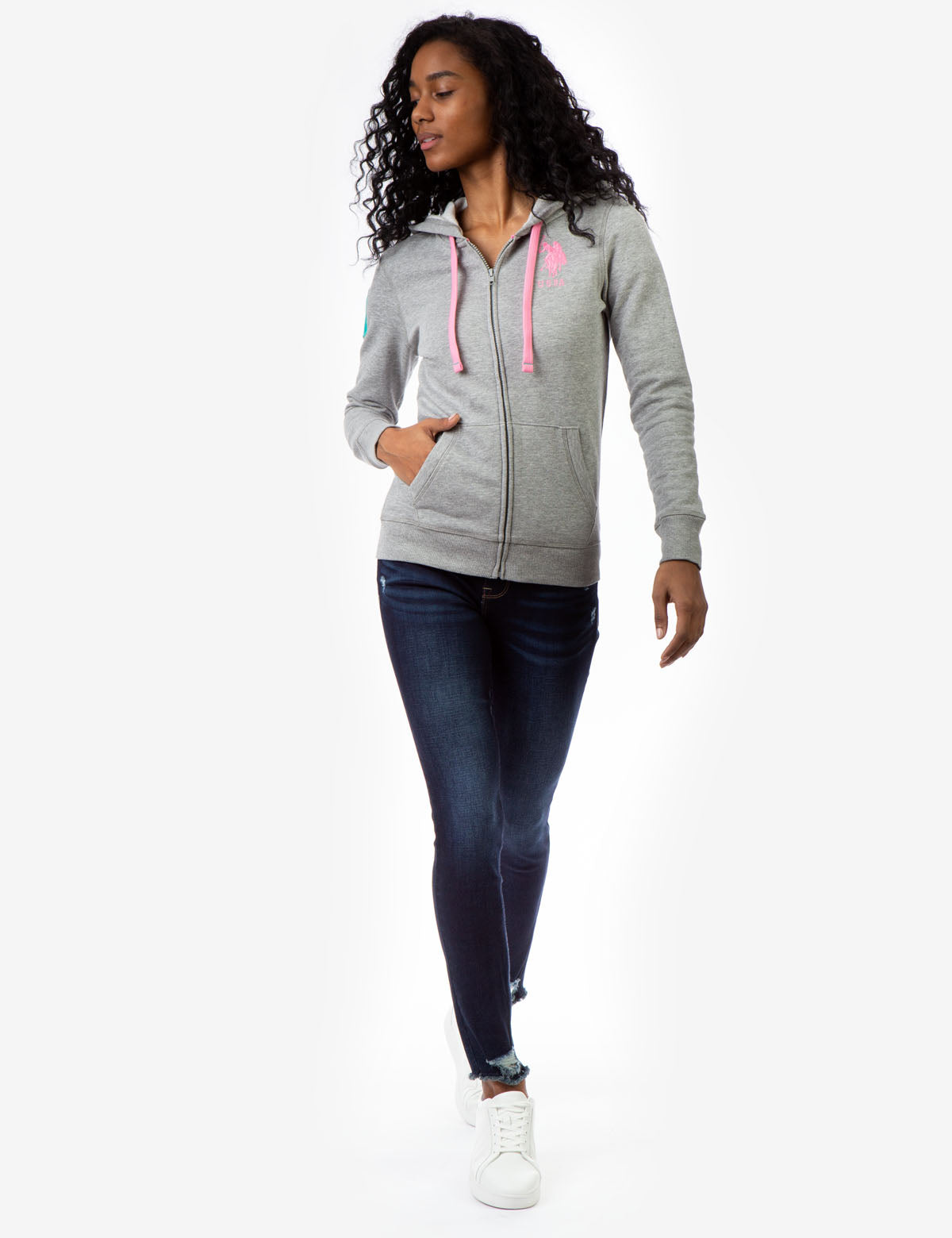 Men's Zip-Up Hoodie with Embroidered Logo & Kangaroo Pockets