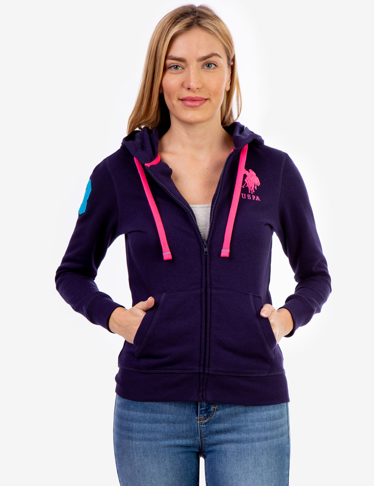 Men's Zip-Up Hoodie with Embroidered Logo & Kangaroo Pockets