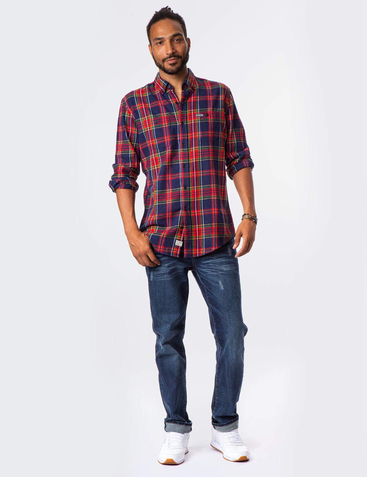 USPA Plaid Button-Up Shirt with Patch Pockets