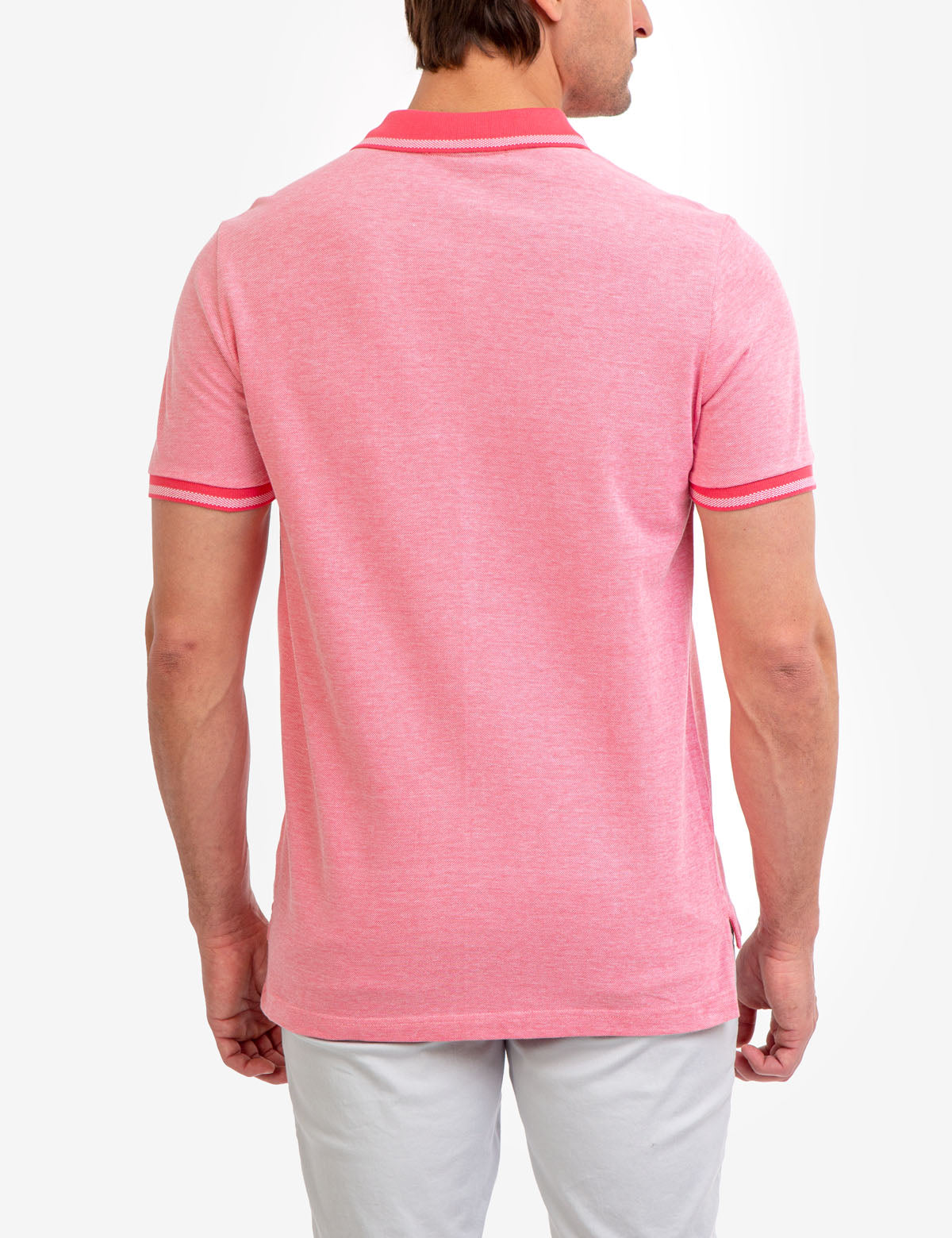 Men's Birdseye Contrast Collar Polo Shirt - Short Sleeve Embroidered Logo