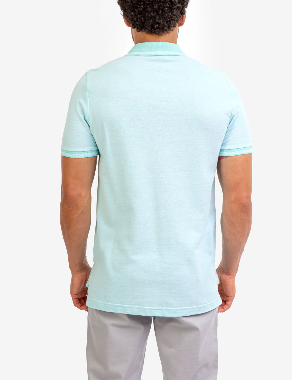 Men's Birdseye Contrast Collar Polo Shirt - Short Sleeve Embroidered Logo