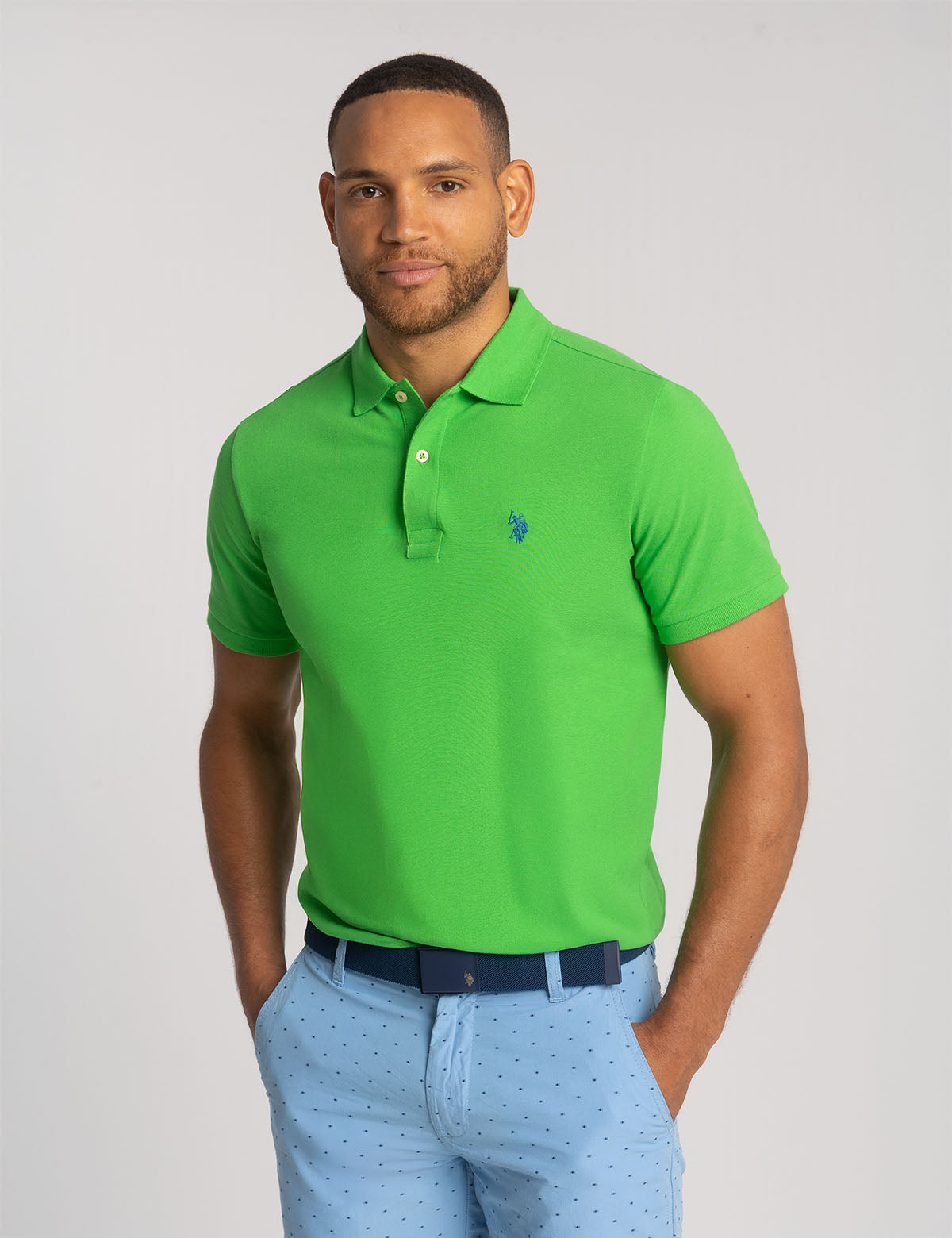 Men's Solid Pique Polo Shirt with Small Logo