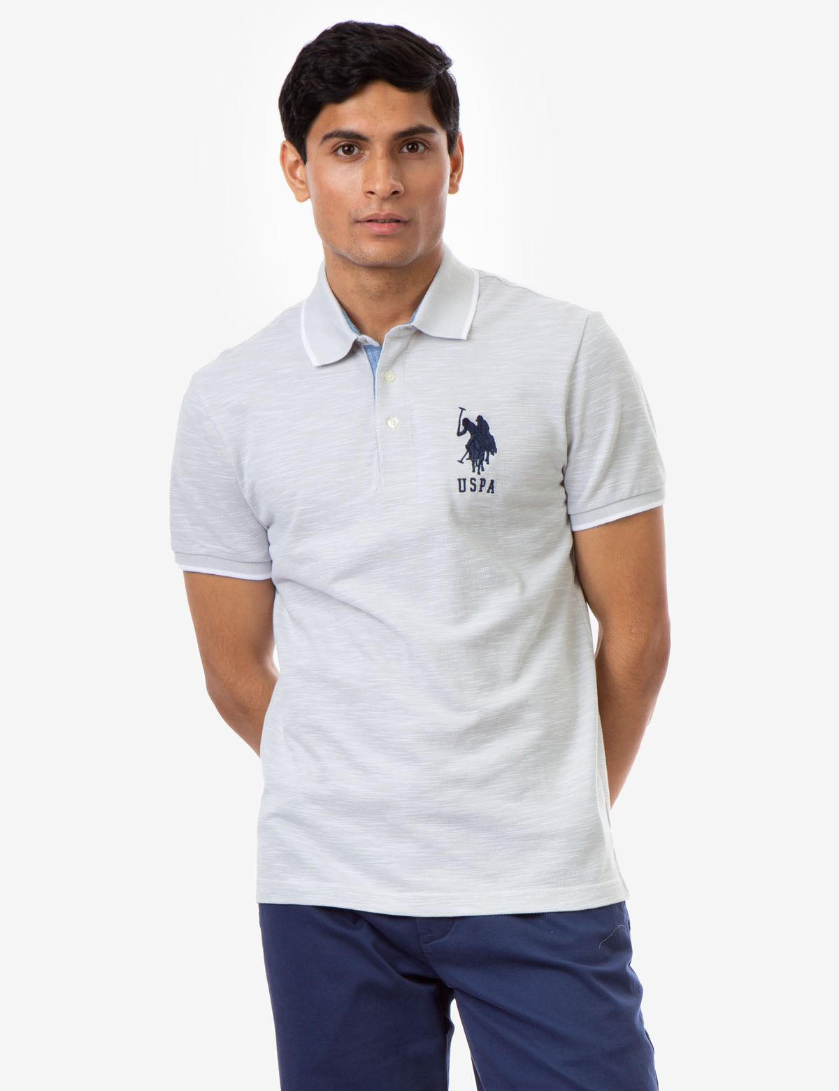 Men's Birdseye Slub Polo Shirt with Logo - Classic Fit Short Sleeve