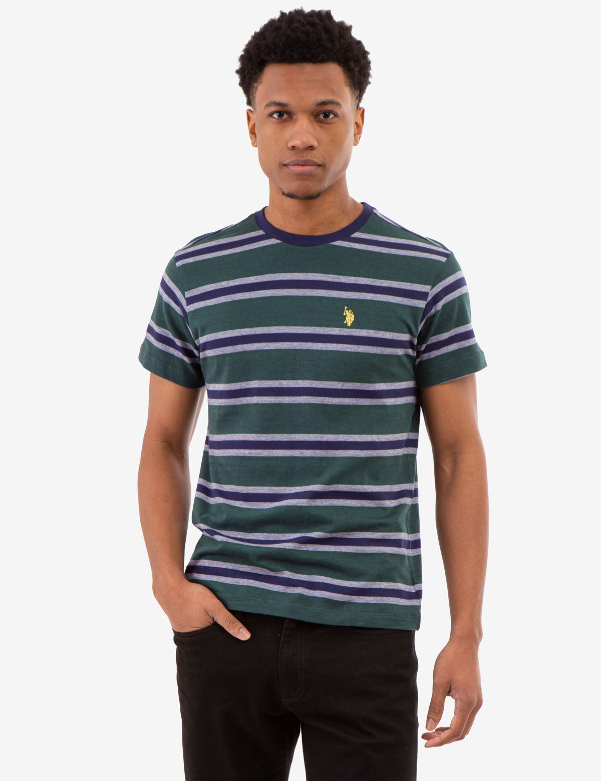 Birdseye Stripe Jersey T-Shirt - Casual Cotton Tee