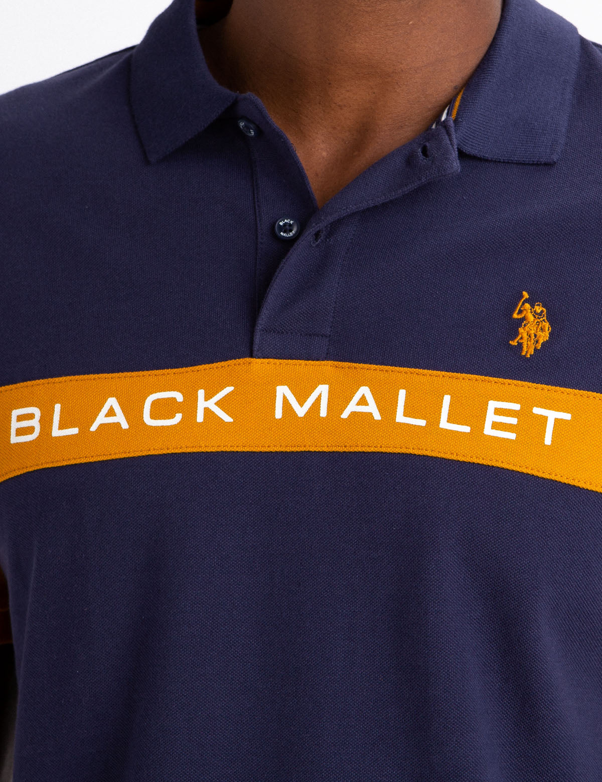 USPA Black Mallet Classic Fit Stripe Polo Shirt - 100% Cotton