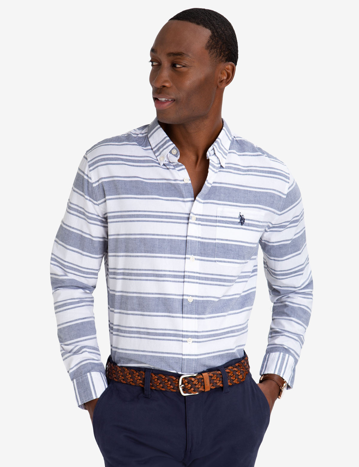 Black Mallet Classic Fit Horizontal Stripe Cotton Shirt