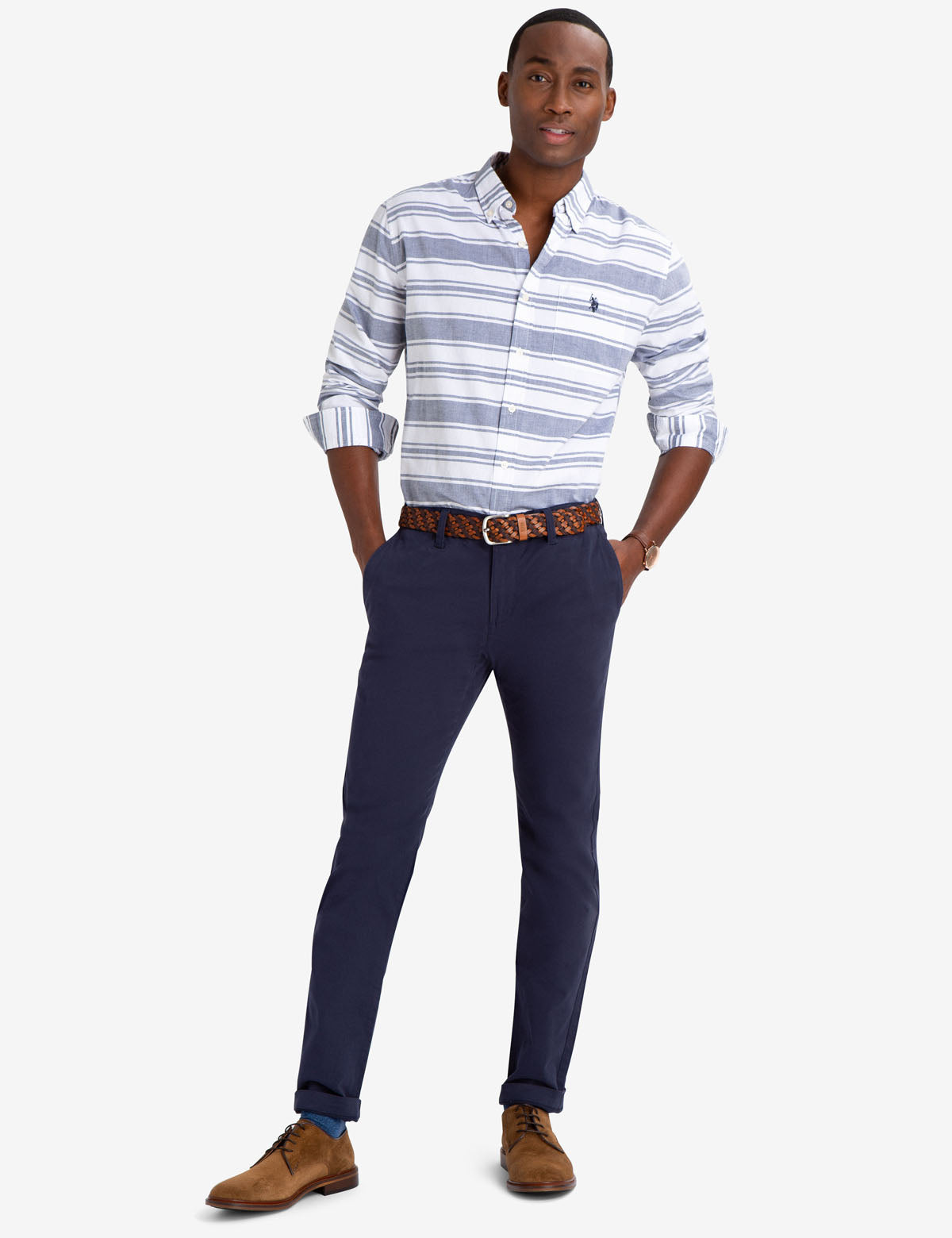 Black Mallet Classic Fit Horizontal Stripe Cotton Shirt