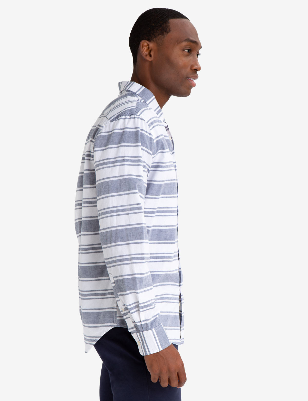 Black Mallet Classic Fit Horizontal Stripe Cotton Shirt