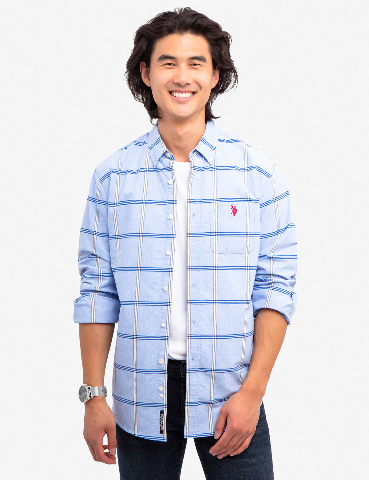 Black Mallet Classic Fit Plaid Oxford Shirt for Men