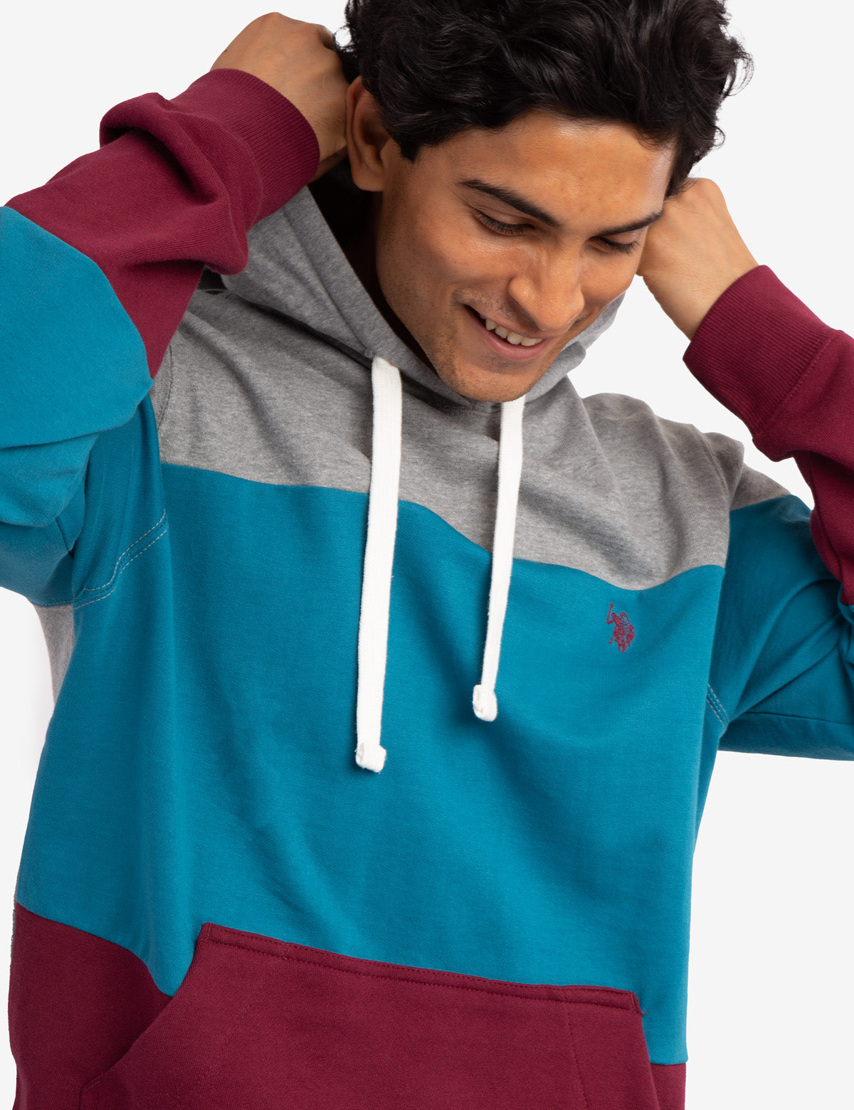 Black Mallet Colorblock Hoodie - French Terry Pullover with Embroidered Logo