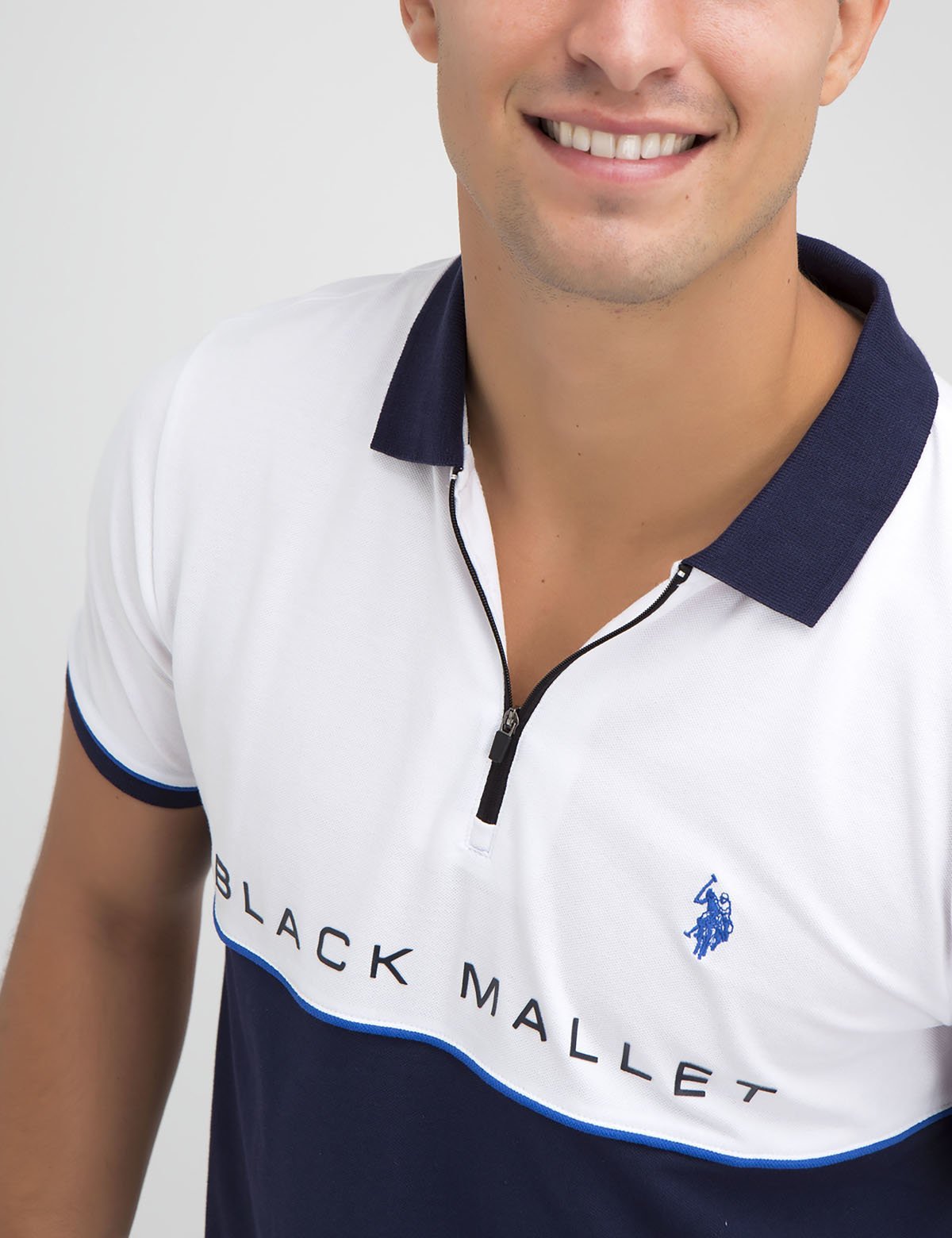Black Mallet Slim Fit Colorblock Polo Shirt - 100% Cotton
