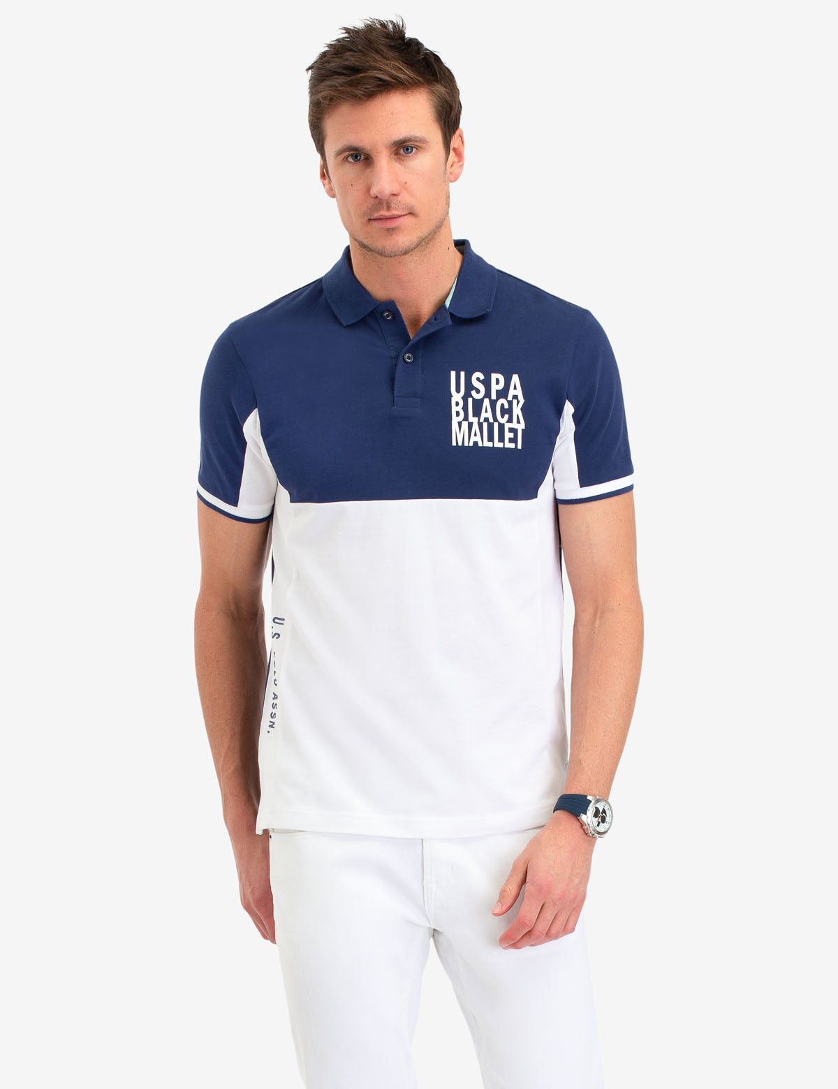 Black Mallet Slim Fit Colorblock Polo Shirt - 100% Cotton