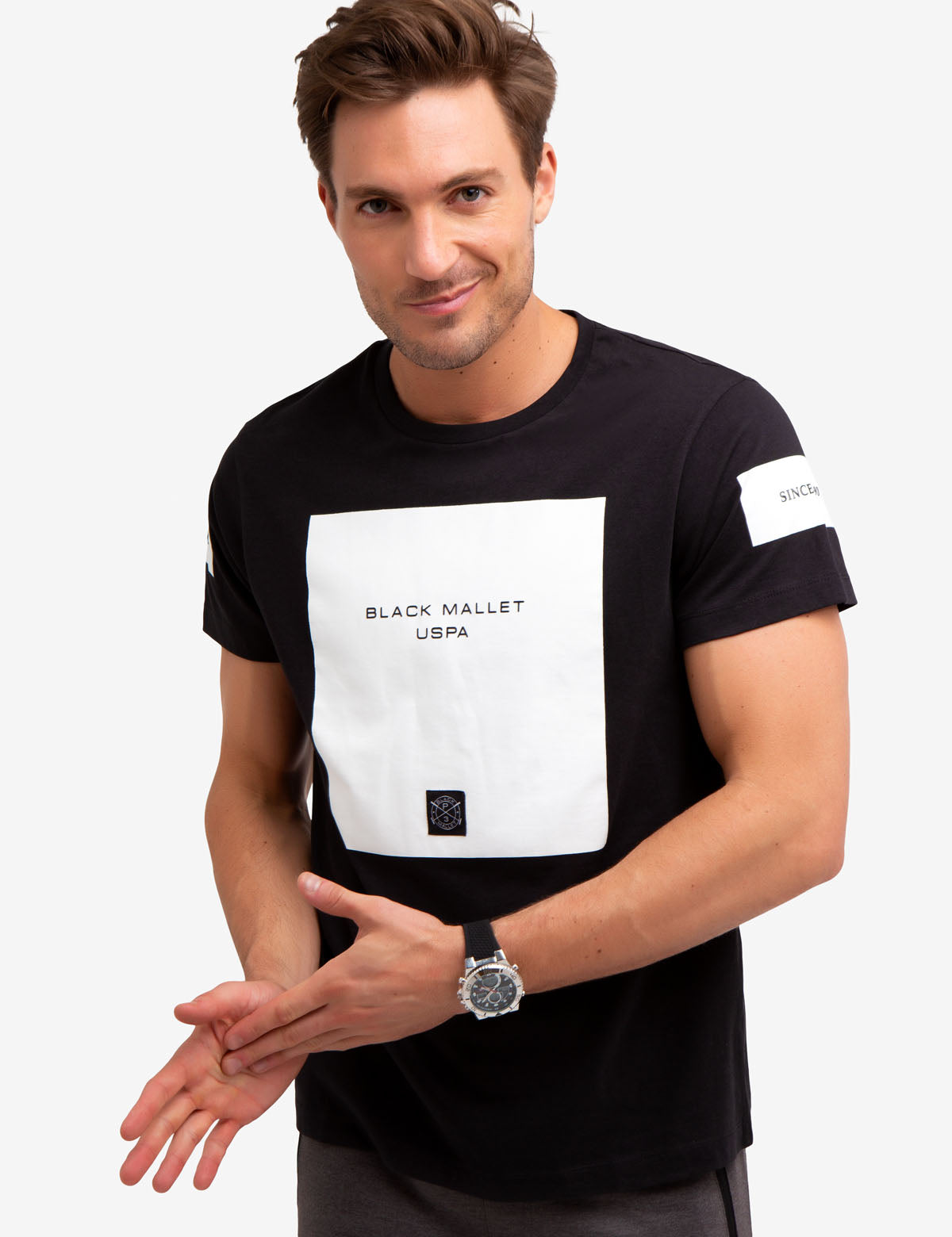 Black Mallet Colorblock Cotton T-Shirt - USPA Design