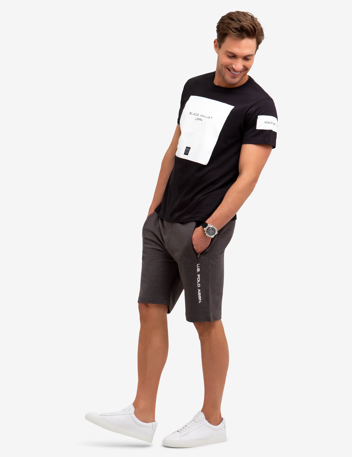 Black Mallet Colorblock Cotton T-Shirt - USPA Design