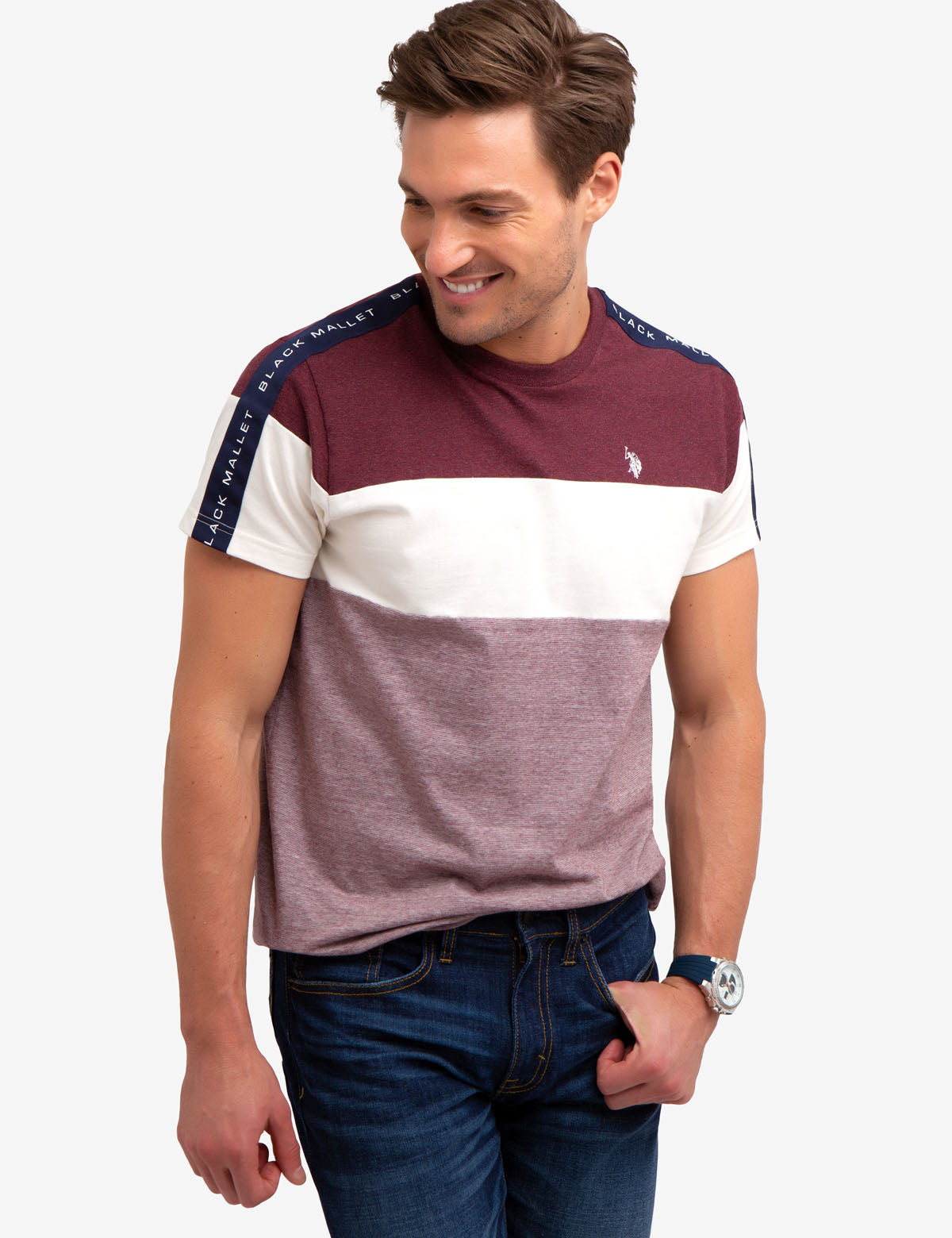 Black Mallet Colorblock Cotton T-Shirt - USPA Design