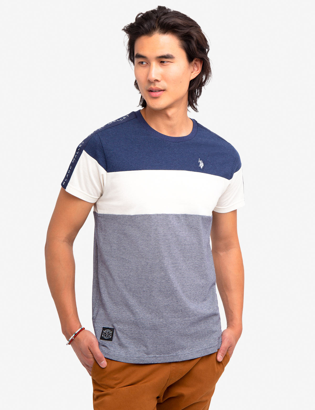 Black Mallet Colorblock Cotton T-Shirt - USPA Design
