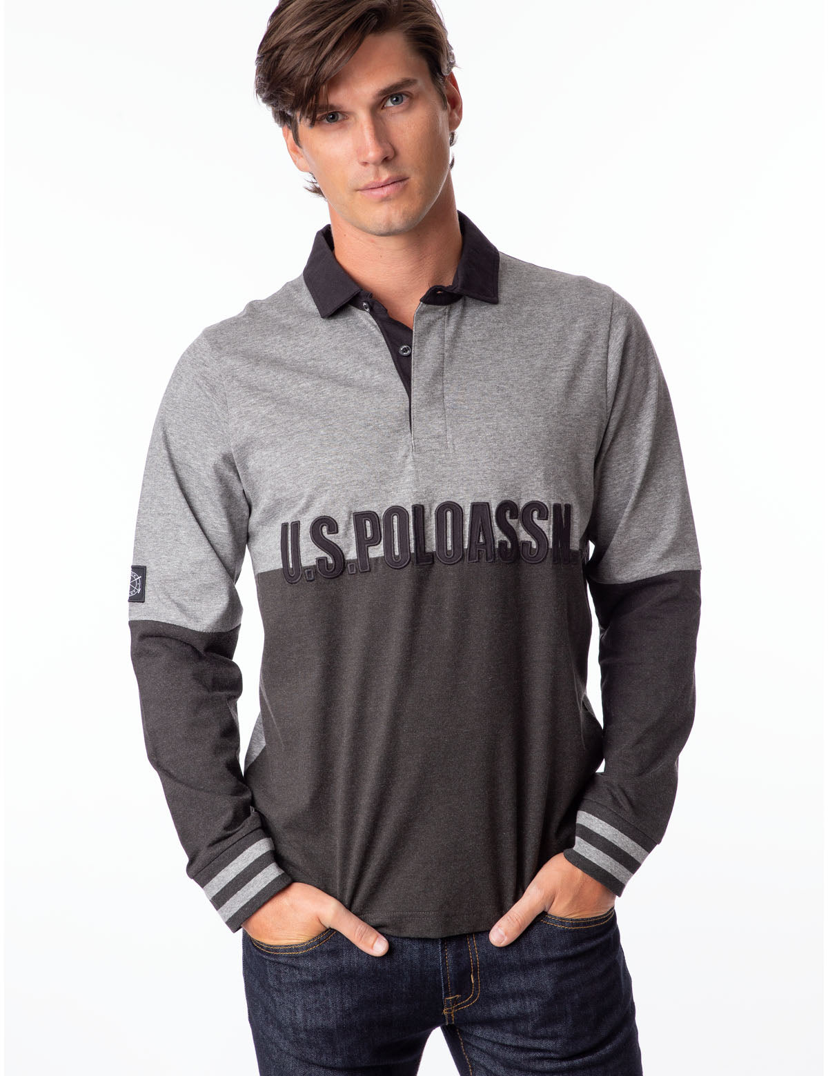 Black Mallet Rugby Shirt - Long Sleeve Colorblock Design