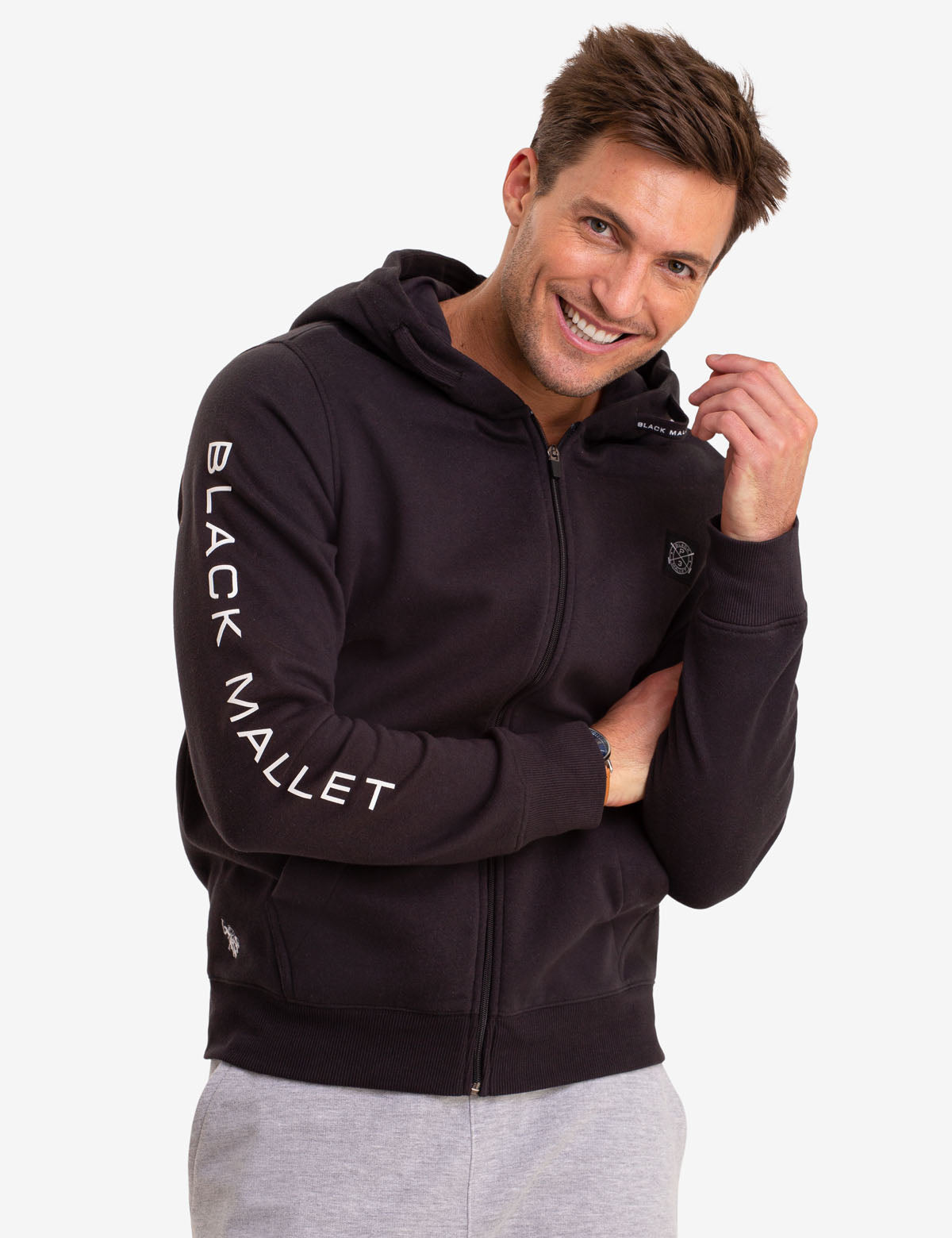 US Polo Assn. Black Drawstring Logo Zip Hoodie