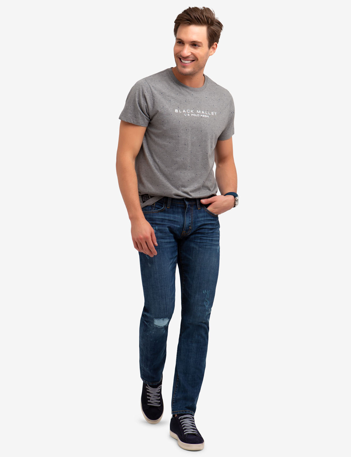 Black Mallet Graphic Print Cotton T-Shirt for Men