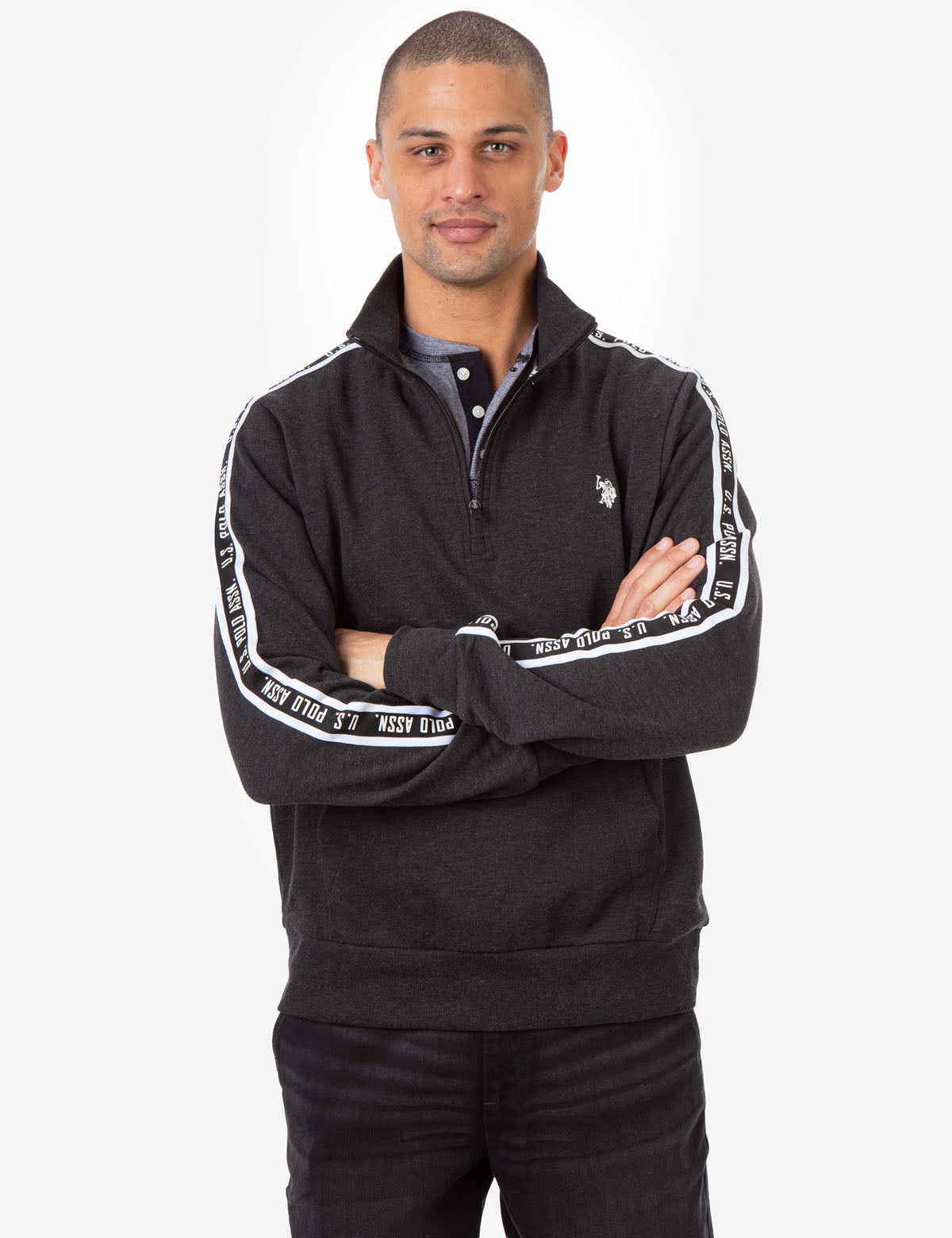 U.S. Polo Assn. Black Quarter Zip Pullover with Embroidered Logo
