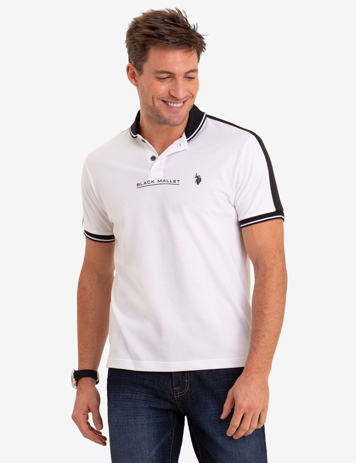Black Mallet Shawl Collar Polo Shirt for Men - Stylish & Comfortable