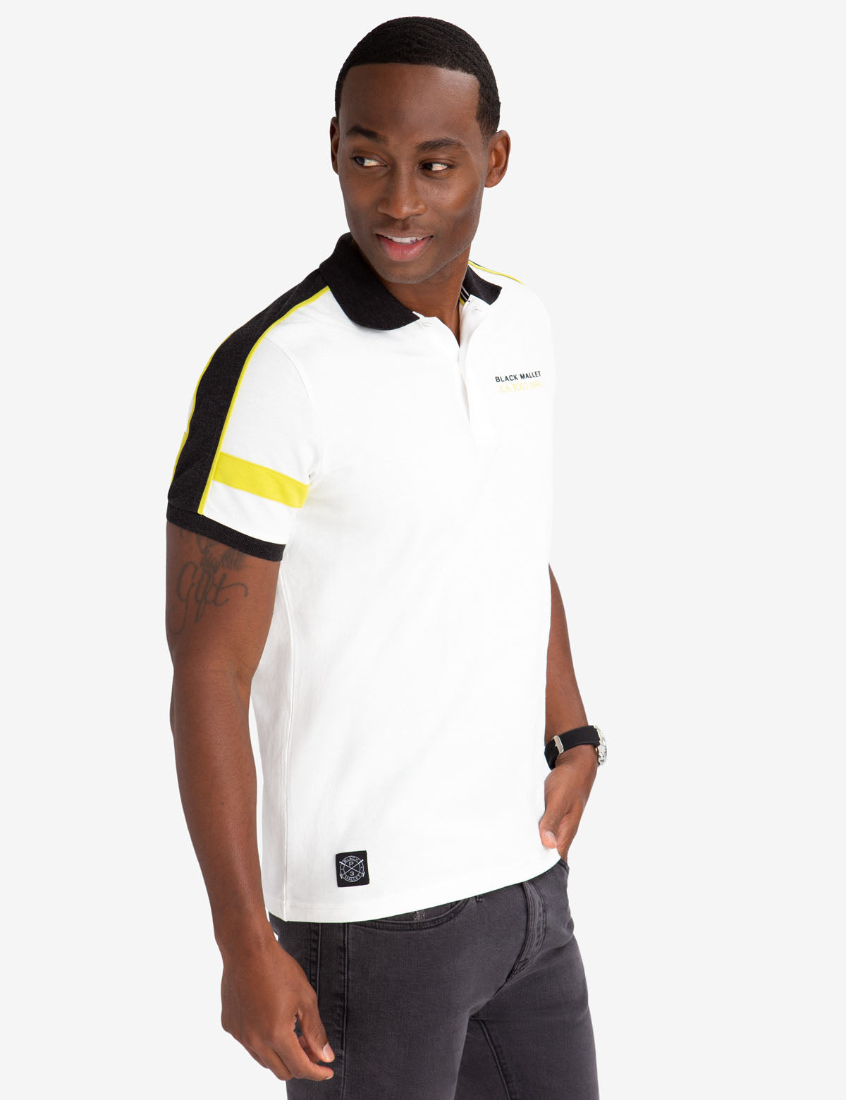 Black Mallet Shoulder Piercing Polo Shirt - Classic Fit Cotton Top