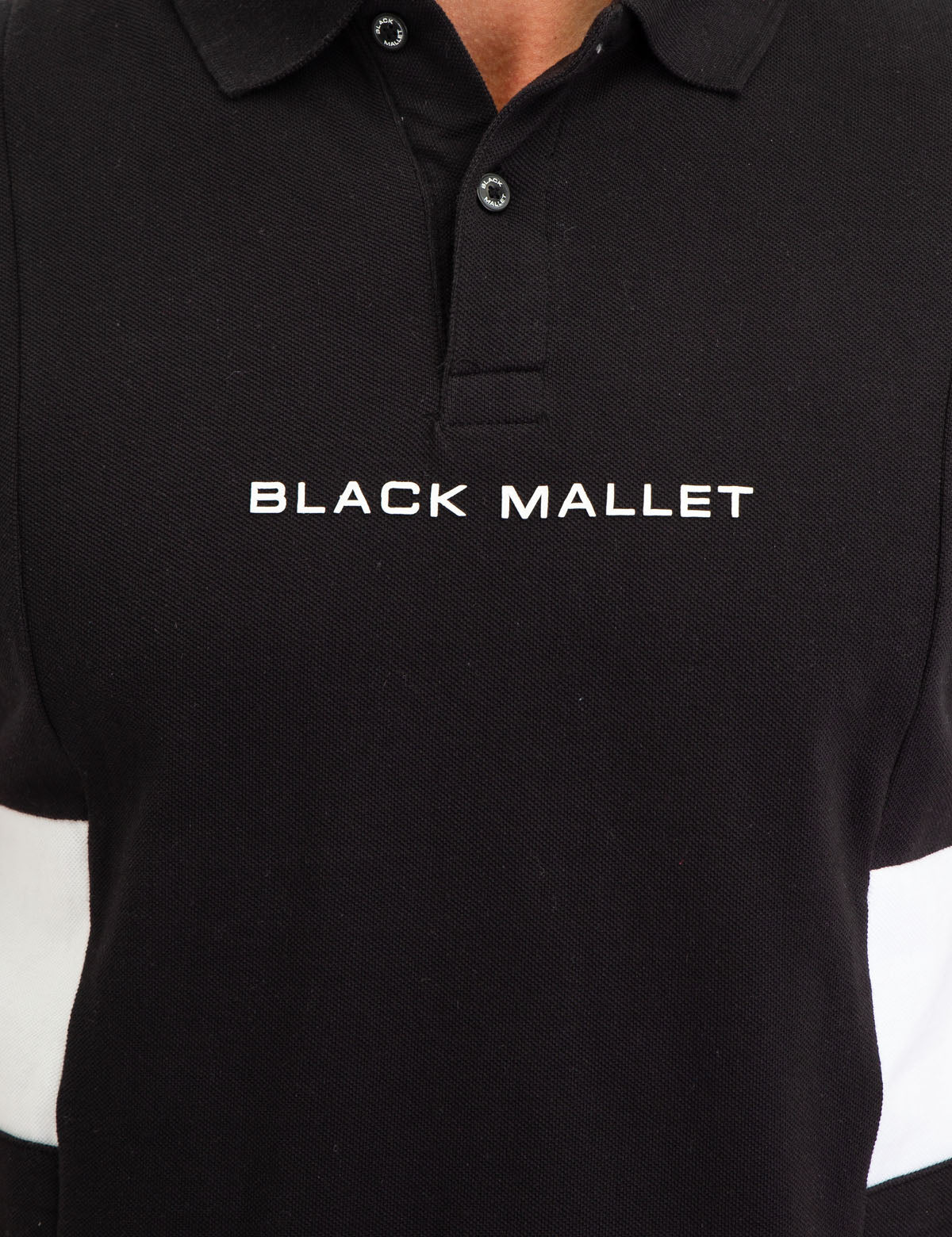 Black Mallet Men's Striped Polo Shirt - Short Sleeve Button Placket