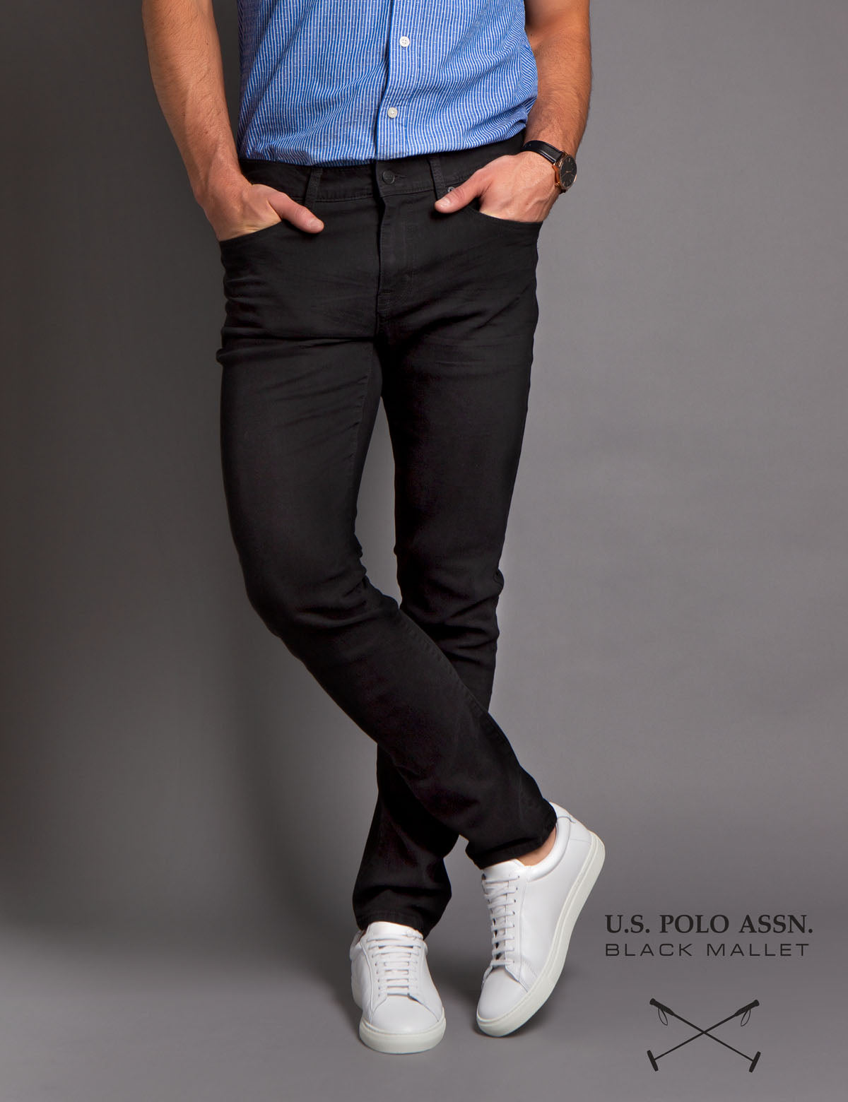 Black Mallet Skinny Fit Jeans for Men