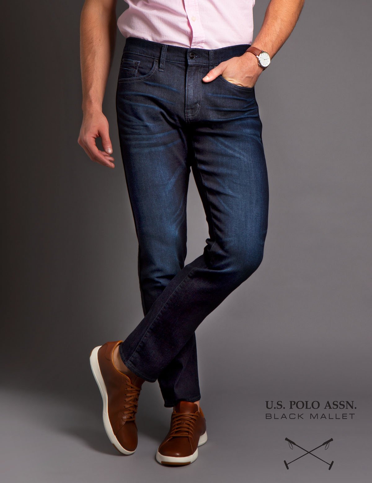 Black Slim Fit Denim Jeans by Mallet