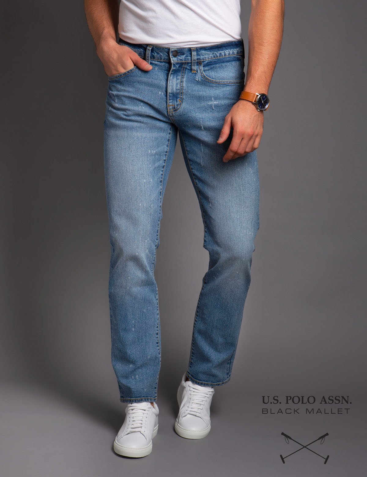 Black Slim Fit Denim Jeans by Mallet