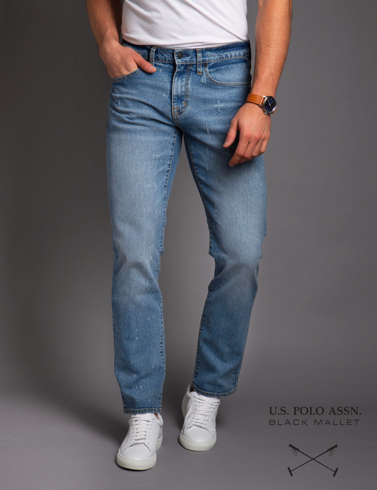 Black Slim Fit Denim Jeans by Mallet