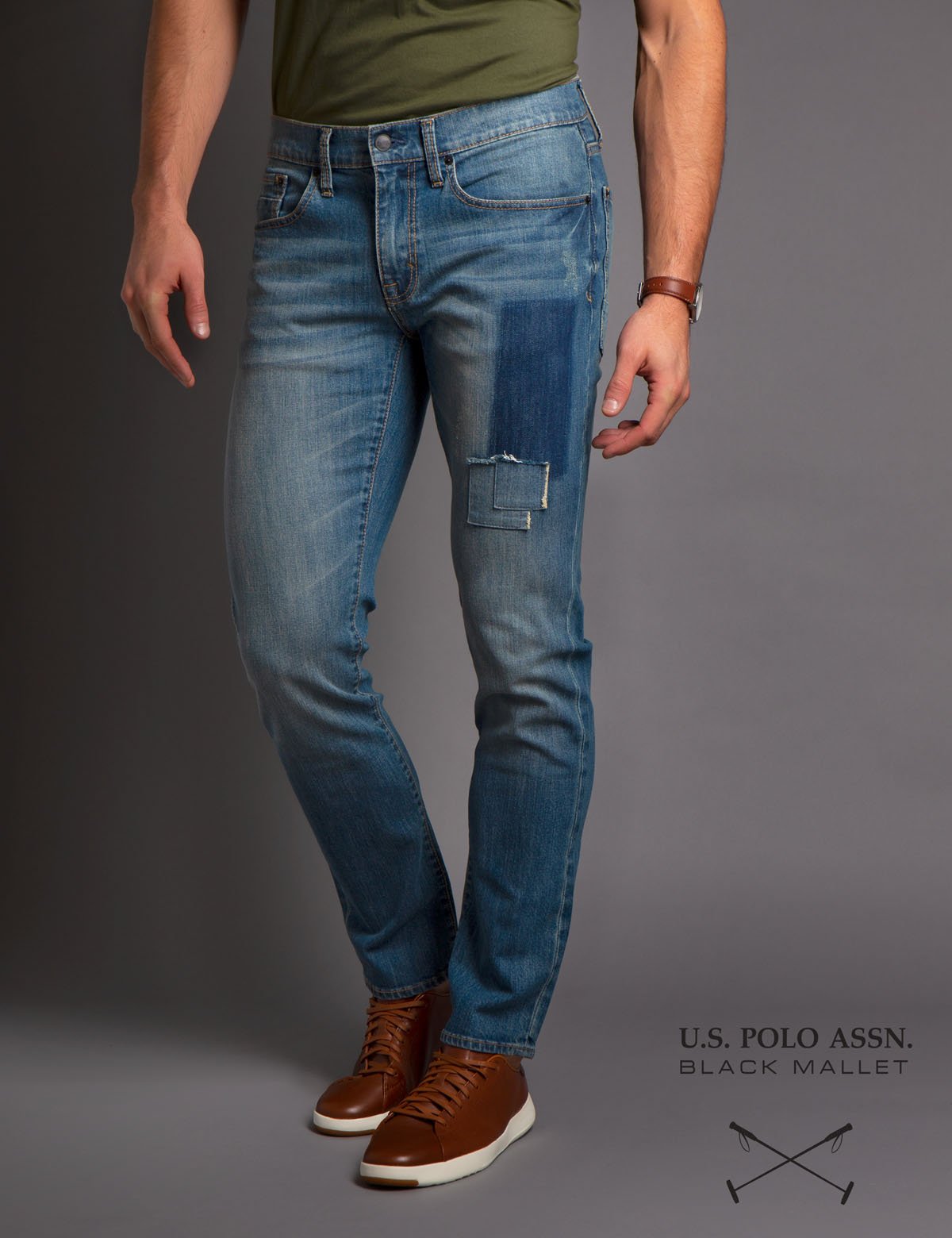 Black Slim Fit Denim Jeans by Mallet