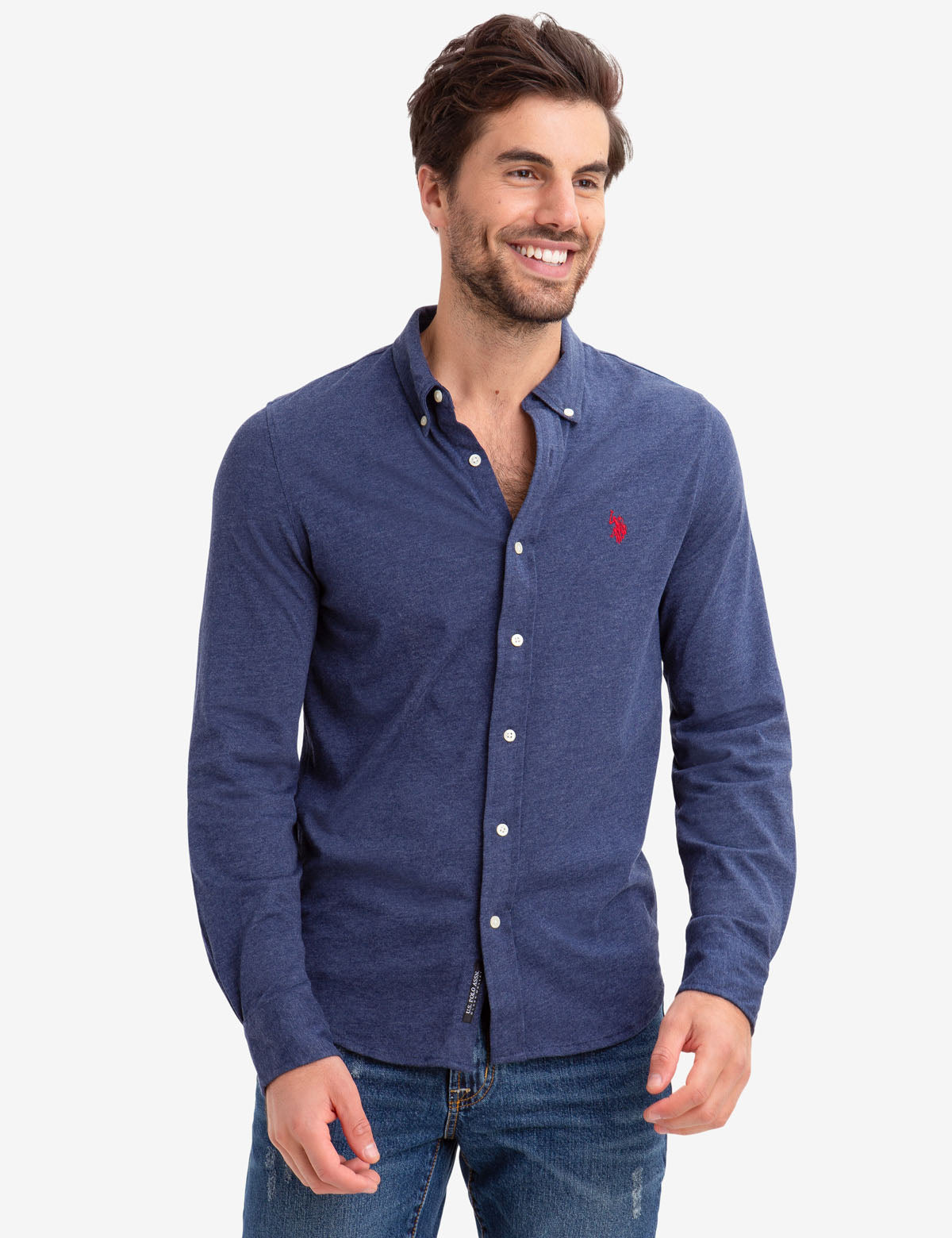 Black Mallet Slim Fit Long Sleeve Jersey Shirt - Cotton Blend