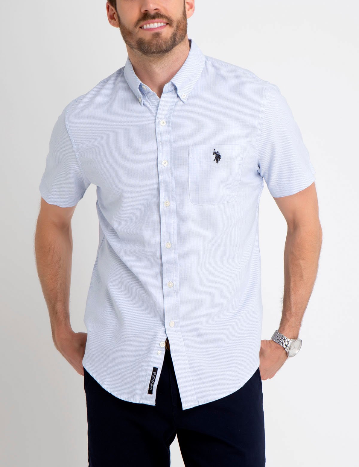 Black Mallet Slim Fit Cotton Short Sleeve Shirt