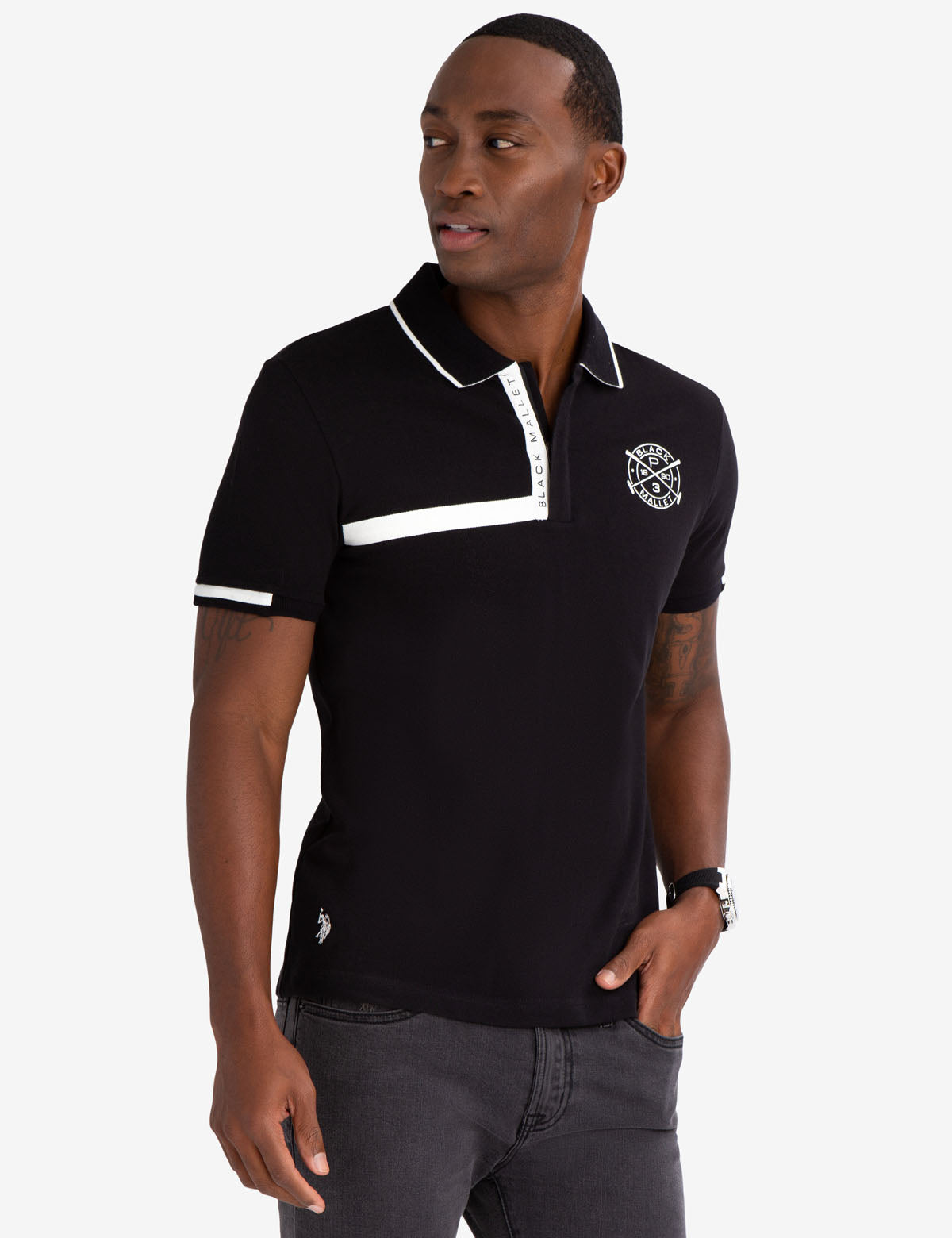 Black Mallet Slim Fit Zipper Polo Shirt for Men - Cotton Casual Top