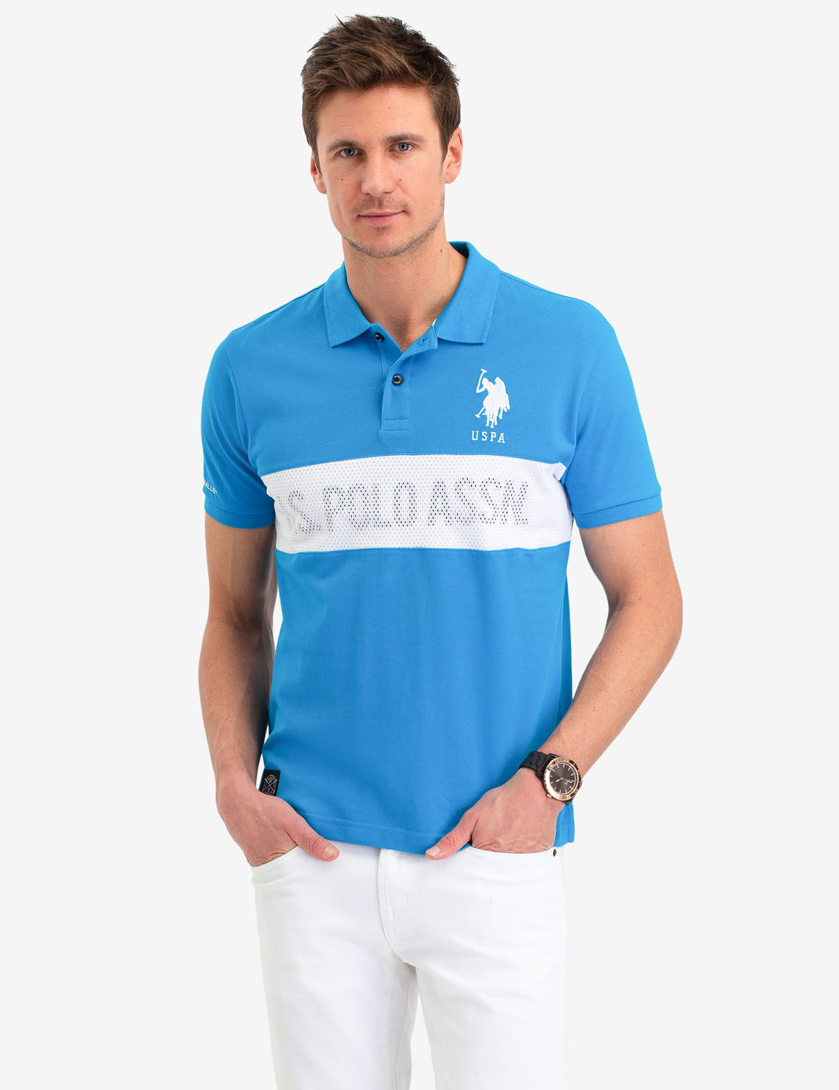 USPA Black Mallet Polo Shirt with Chest Logo