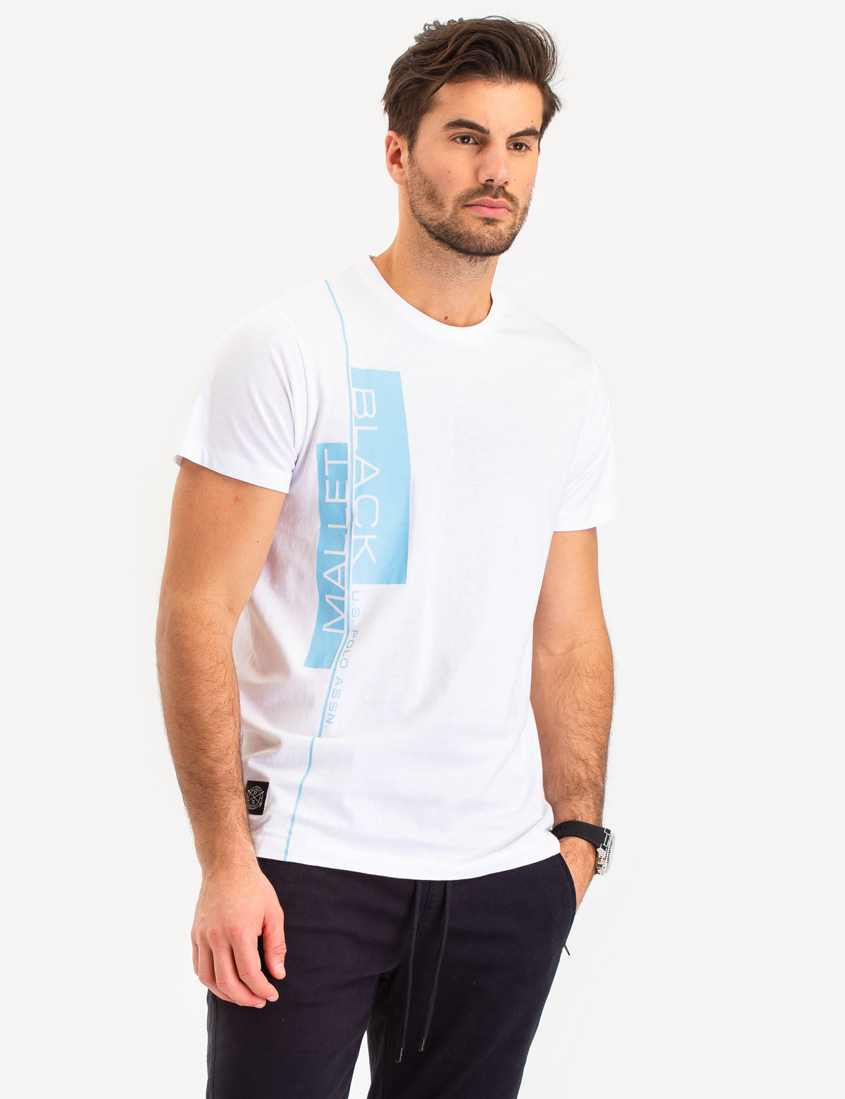 Black Mallet Vertical Logo Cotton T-Shirt