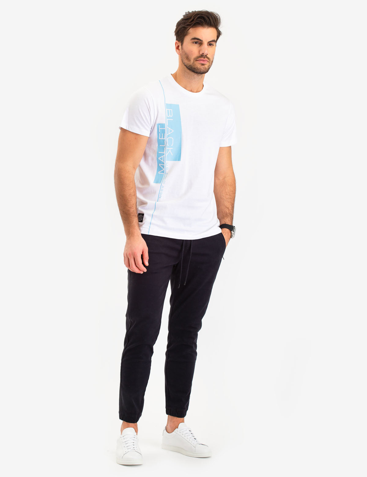 Black Mallet Vertical Logo Cotton T-Shirt