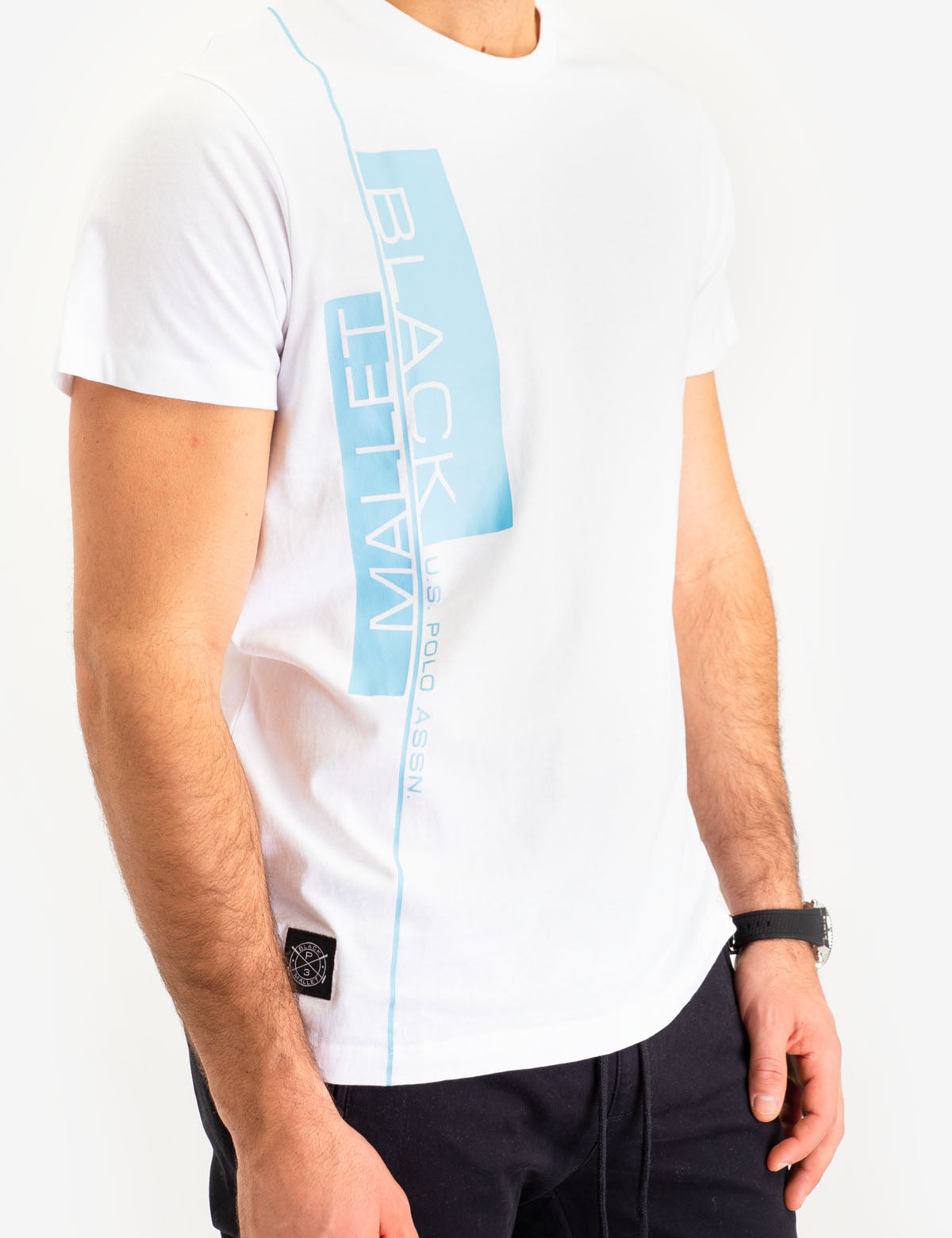 Black Mallet Vertical Logo Cotton T-Shirt