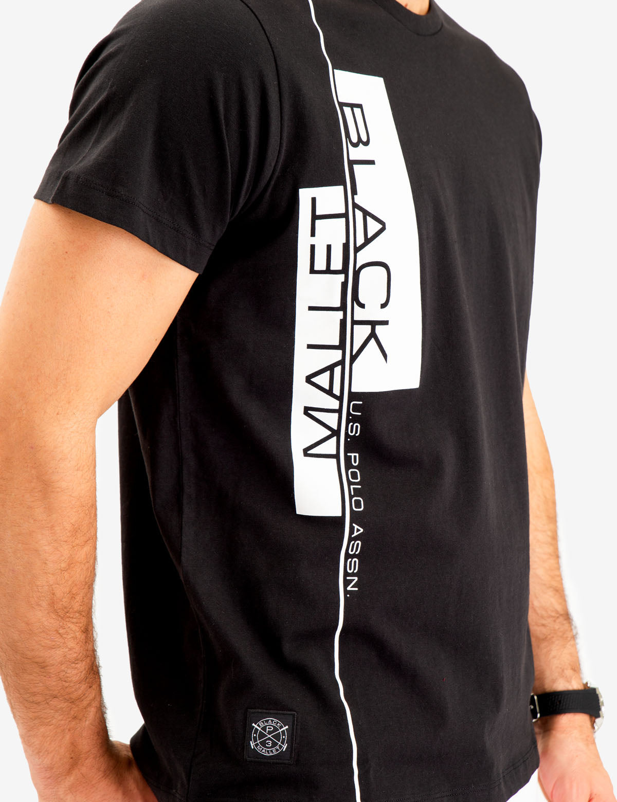 Black Mallet Vertical Logo Cotton T-Shirt