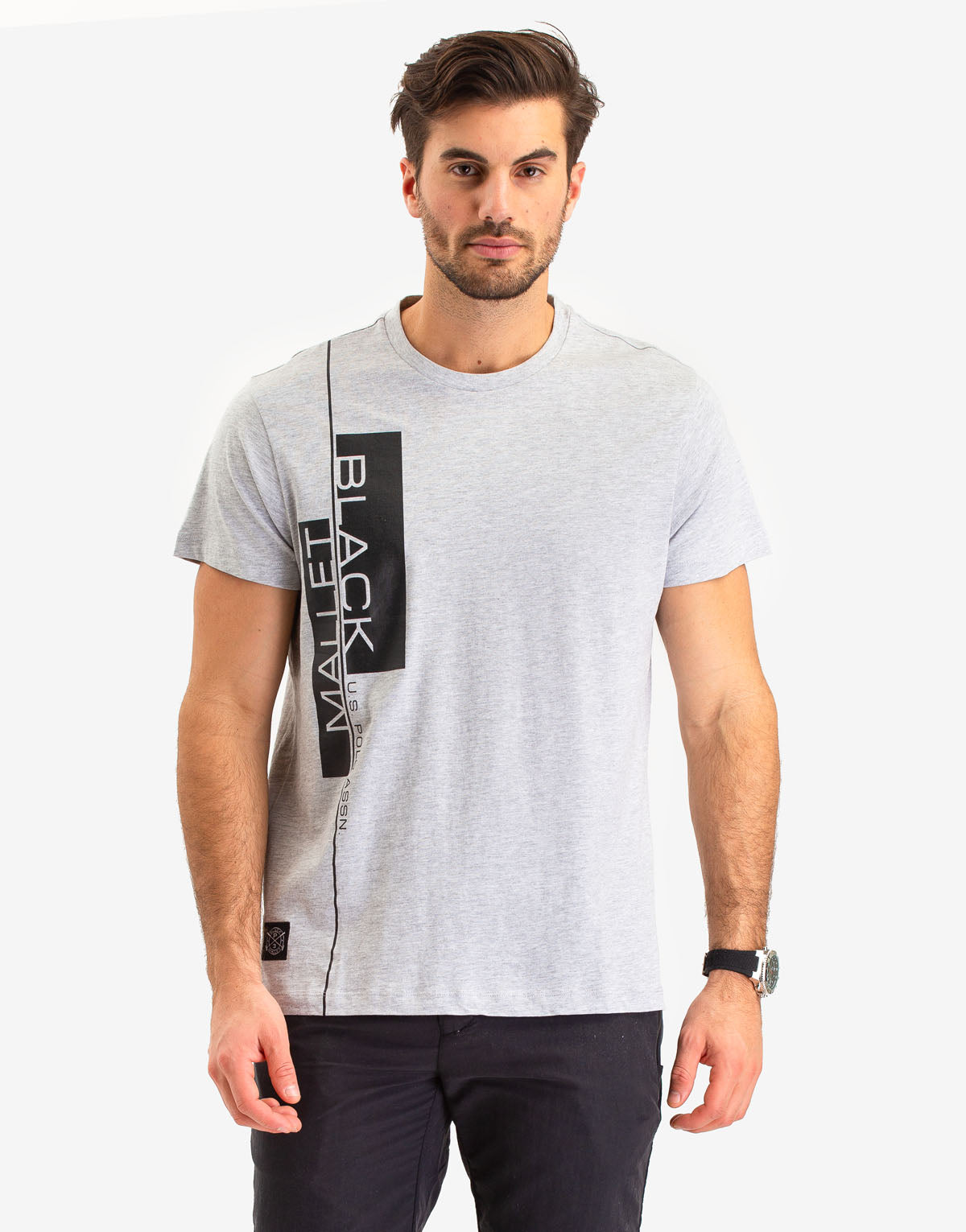 Black Mallet Vertical Logo Cotton T-Shirt