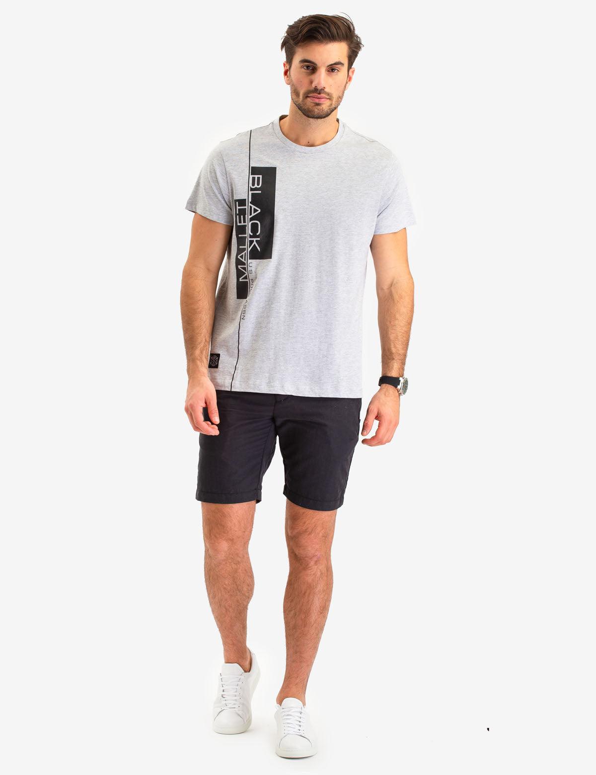 Black Mallet Vertical Logo Cotton T-Shirt