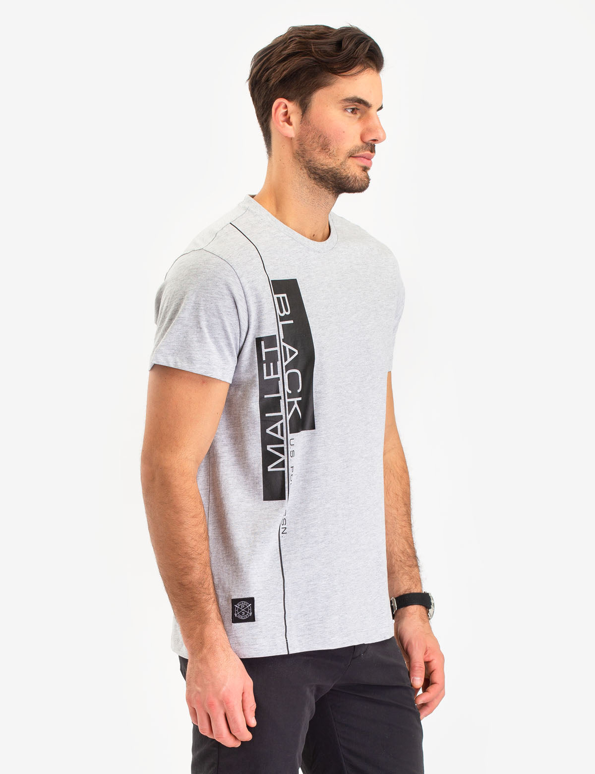 Black Mallet Vertical Logo Cotton T-Shirt