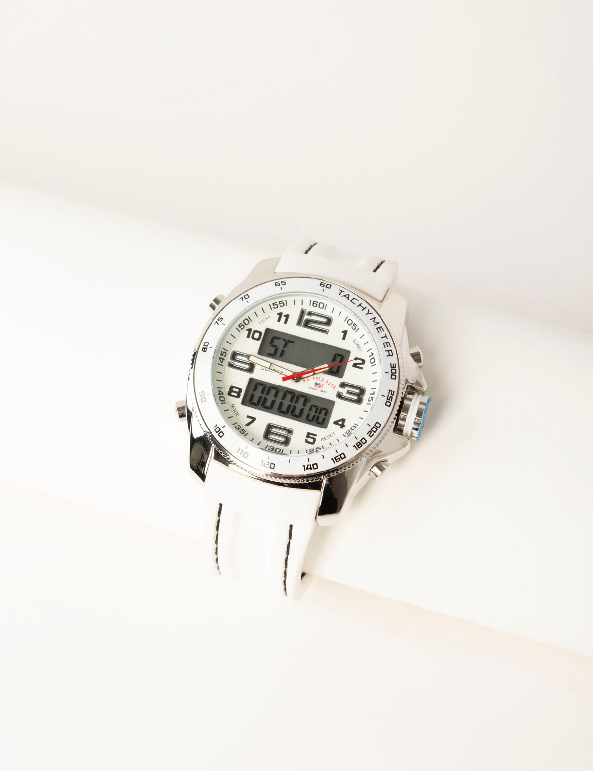 Men's White Digital Sports Watch with Strap - ANA
