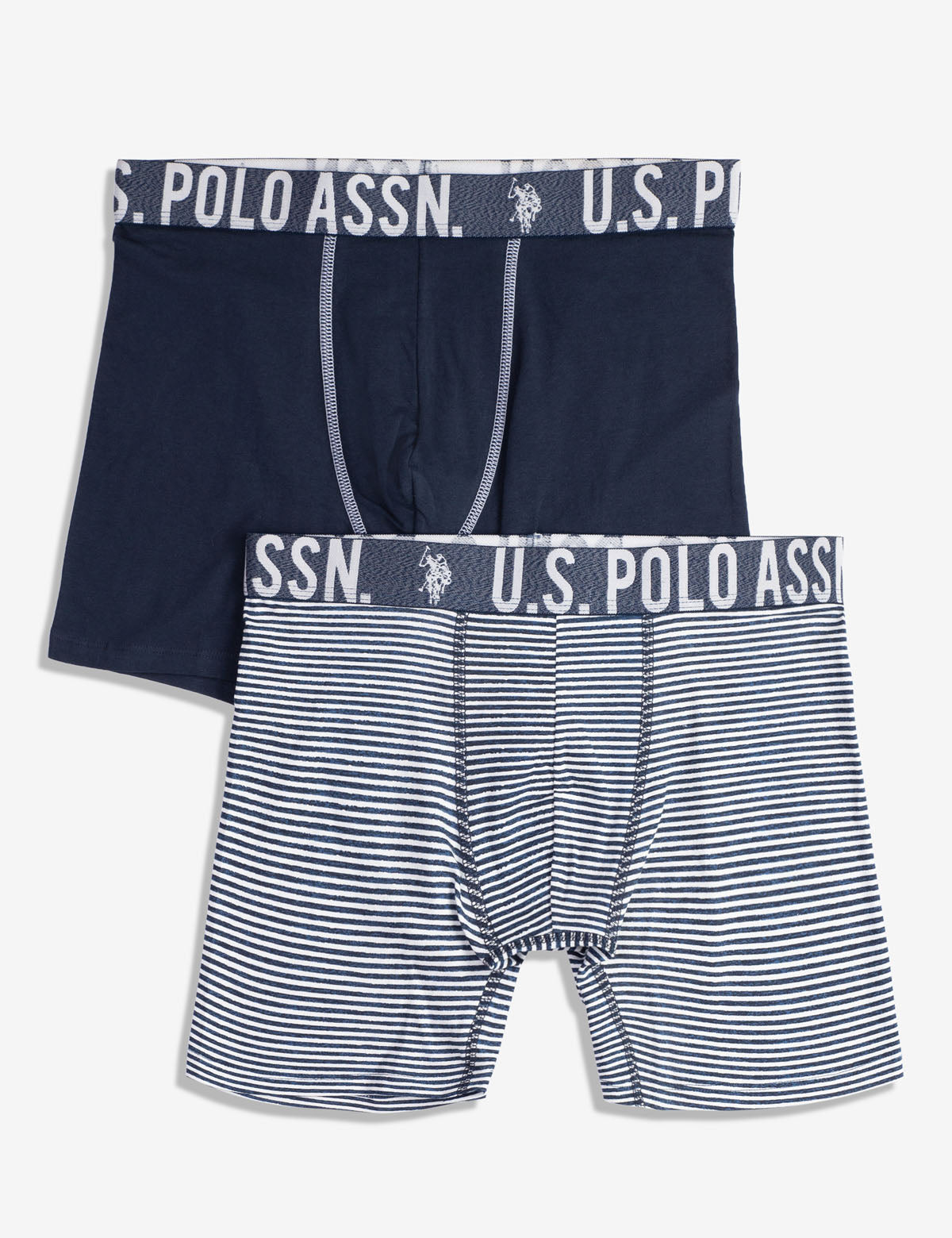 Men's 2-Pack Stretch Cotton Boxer Briefs - Soft Blue & Striped