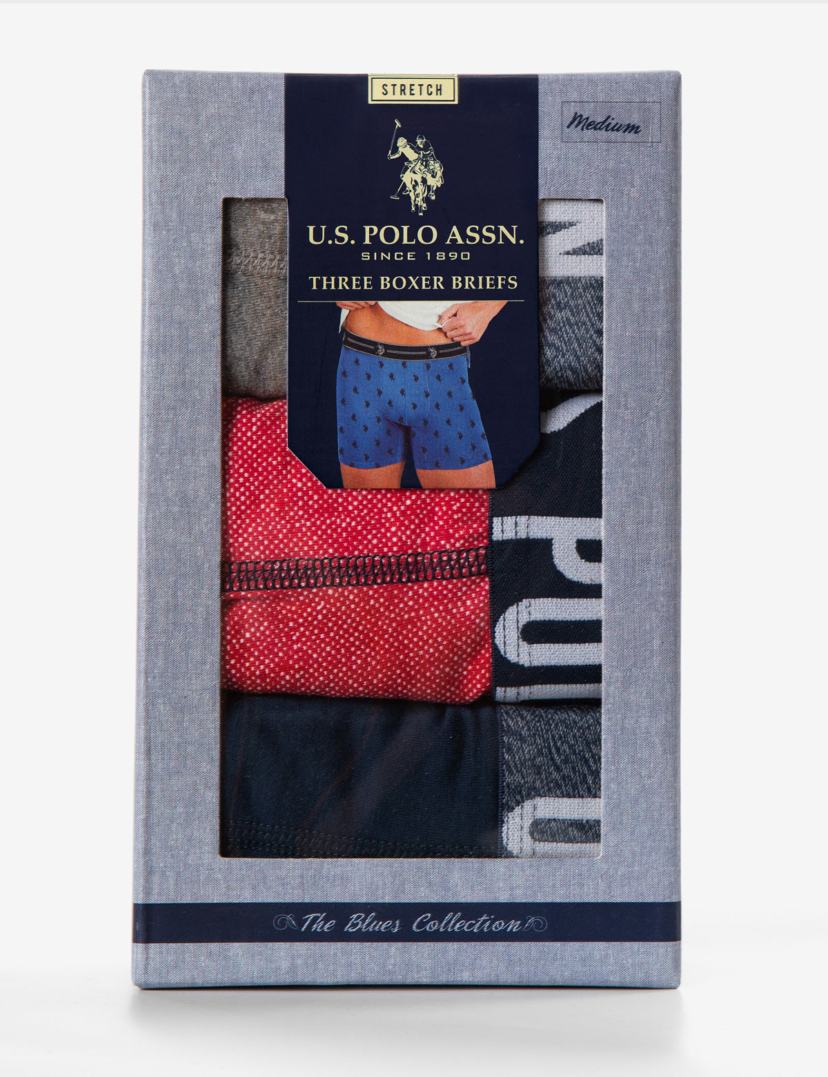 U.S. Polo Assn. Blue Stretch Boxer Briefs 3-Pack