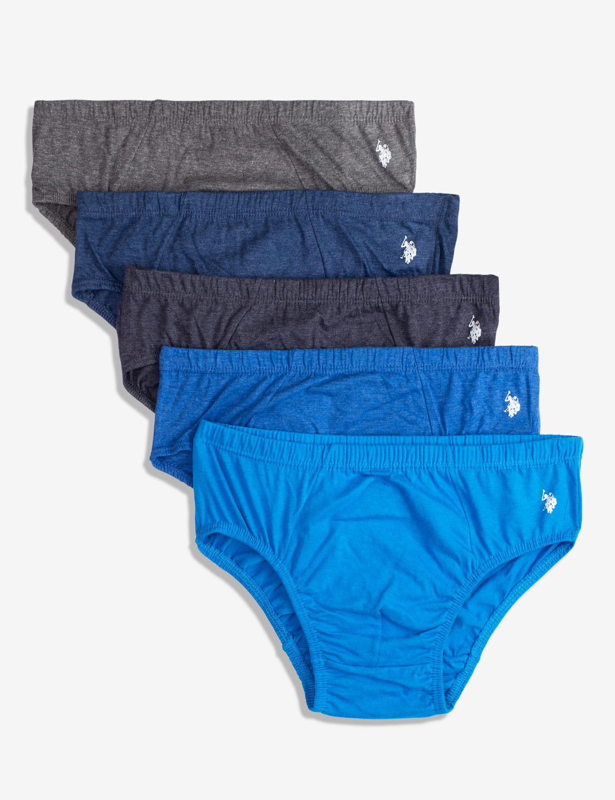 Blue Cotton Blend Low Rise Briefs 5-Pack – Tag-Free Comfort
