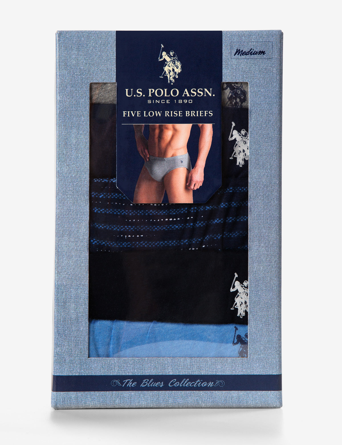 Blue Cotton Blend Low Rise Briefs 5-Pack – Tag-Free Comfort